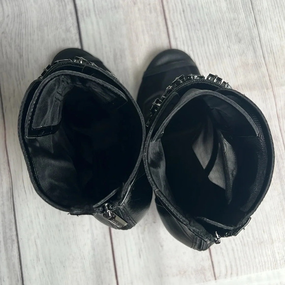 Women Karl Lagerfeld Paris Blayze Peep Toe Ankle Boot Size 8.5 Black - Picture 6 of 11